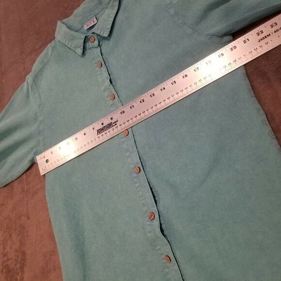Sea Breeze Of California Women Small Button Front Top Roll Tab Shirt Cotton Blue - Picture 4 of 6